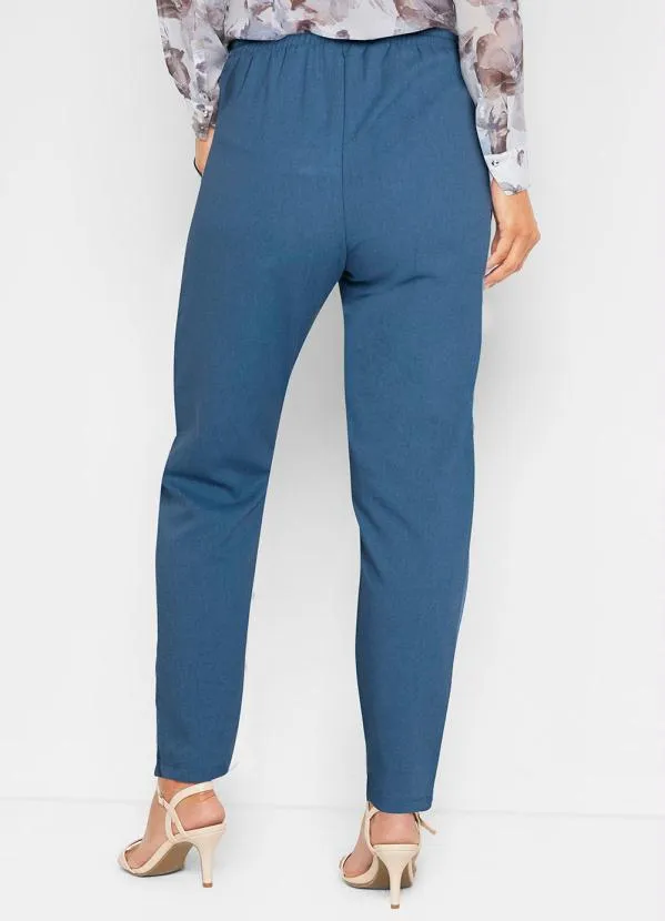 bonprix - Calça com Amarração Azul Marinho 4