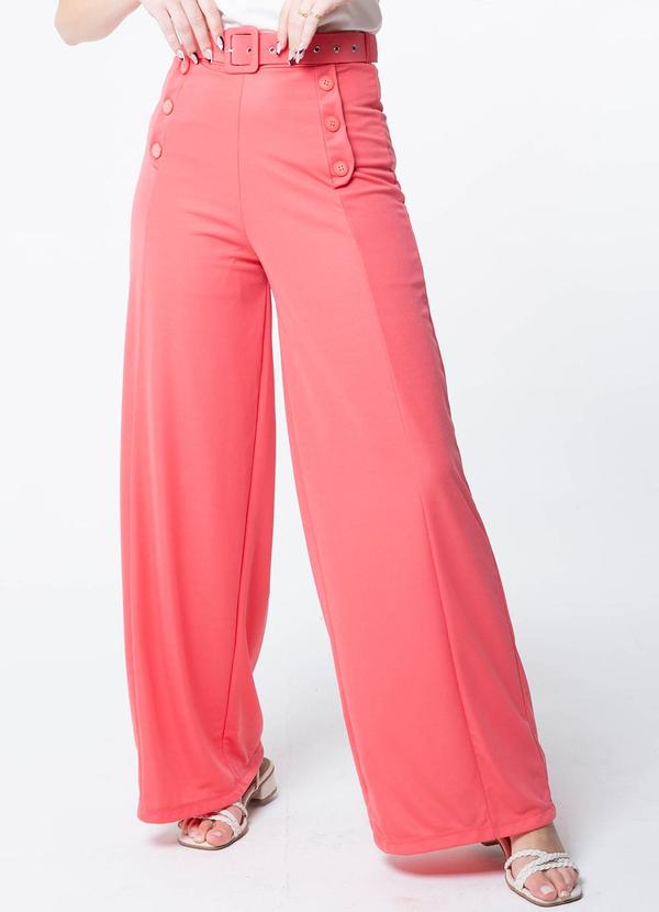 Calça com Botões e Cinto Forrado Iolanda Rosa Misiss