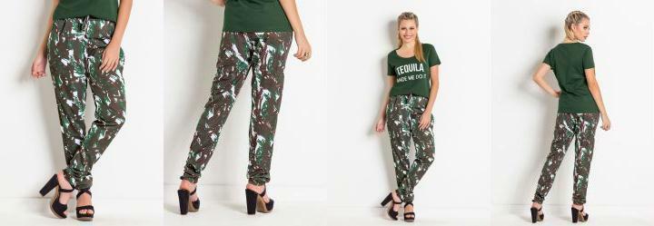 Cala com Elstico na Cintura Camuflada