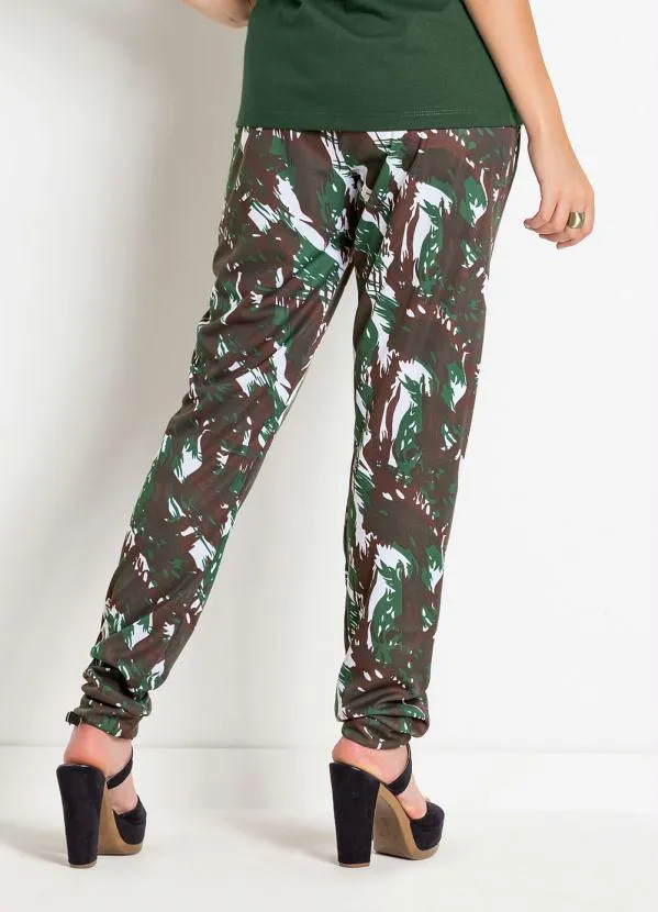 Moda Pop - Calça com Elástico na Cintura Camuflada 2