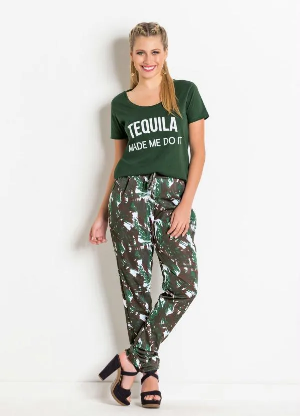 Moda Pop - Calça com Elástico na Cintura Camuflada 3
