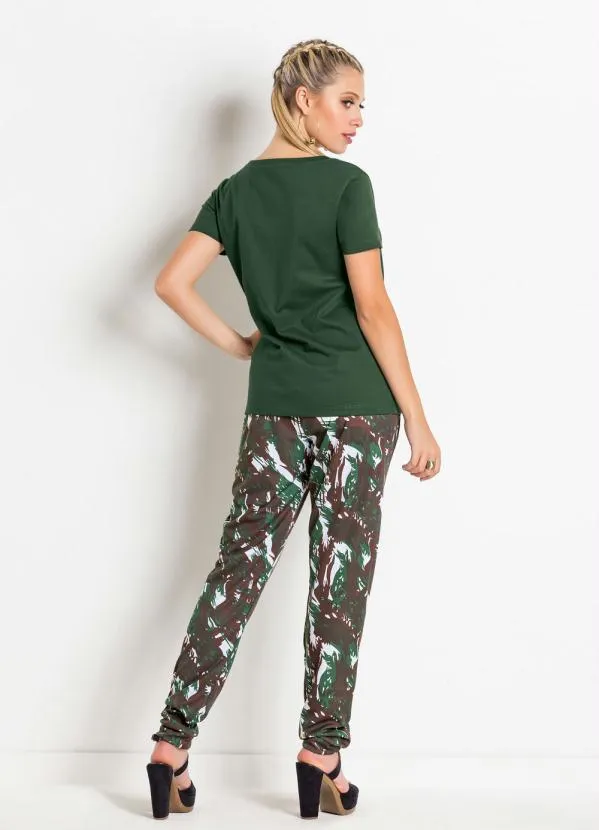 Moda Pop - Calça com Elástico na Cintura Camuflada 4