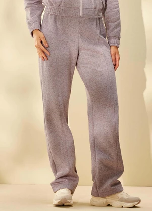 Marialícia - Calça Comfy Feminina Moletom Linho Marrom - MARIALÍCIA