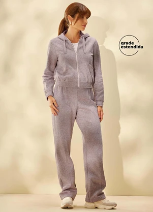 Marialícia - Calça Comfy Feminina Moletom Linho Marrom - MARIALÍCIA