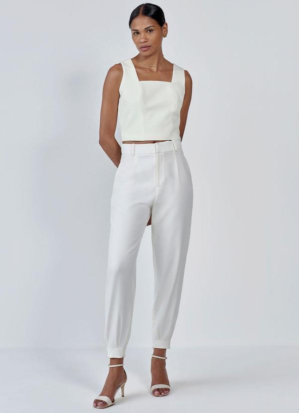 Principessa - Calça de Alfaiataria Cenoura Chanel Off White 3