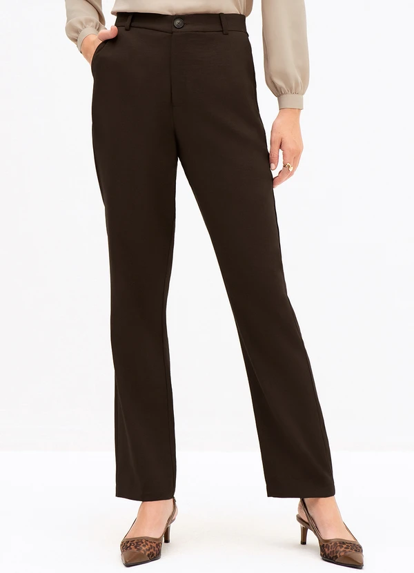 Principessa - Calça de Alfaiataria em Viscose Gleiciana Marrom