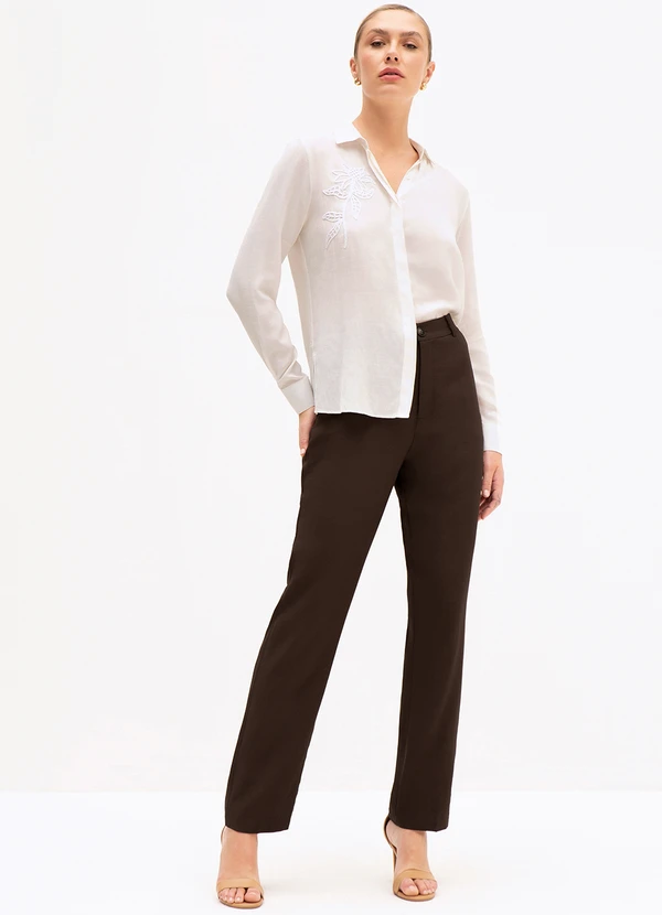 Principessa - Calça de Alfaiataria em Viscose Gleiciana Marrom 9