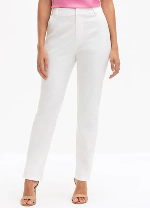 Principessa - Calça de Alfaiataria Reta Slim Off White Dinalva - PRINCIPESSA