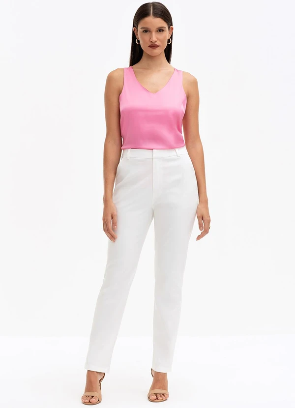 Principessa - Calça de Alfaiataria Reta Slim Off White Dinalva 7