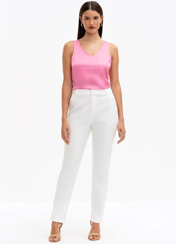 Principessa - Calça de Alfaiataria Reta Slim Off White Dinalva 3