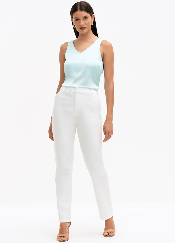 Principessa - Calça de Alfaiataria Reta Slim Off White Dinalva 1