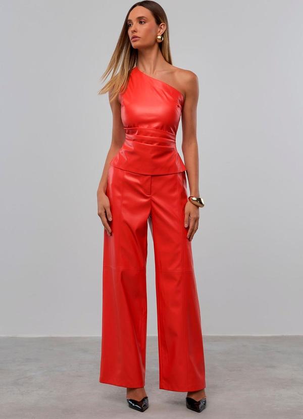 Carlota Costa - Calça de Couro Laranja 2