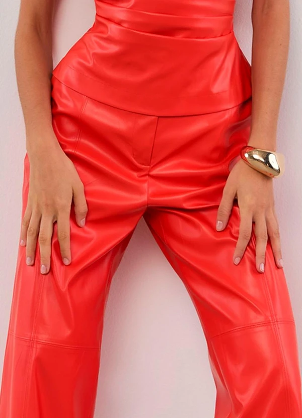 Carlota Costa - Calça de Couro Laranja 3