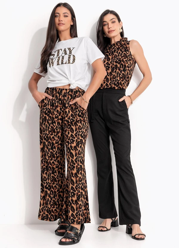 Quintess - Calça Estampada Animal Print Marrom 5