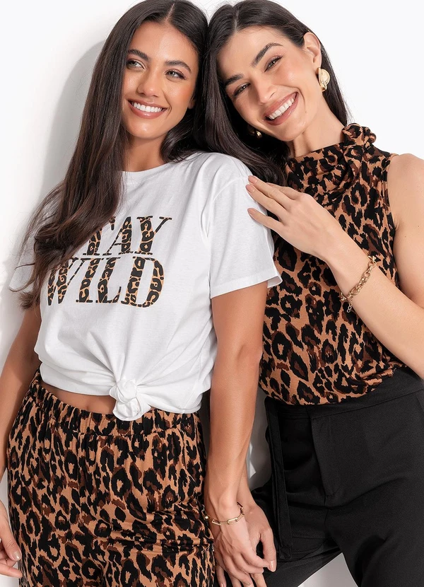 Quintess - Calça Estampada Animal Print Marrom 6