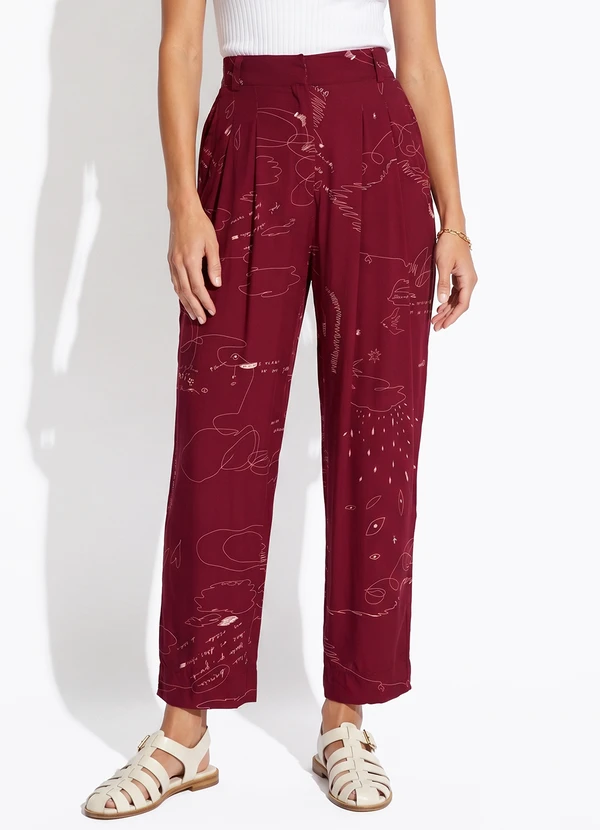 Cantão - Calça Estampada Desrazão Vermelho