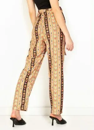 Moda Pop - Calça Étnica Cintura Alta e Amarração - MODA POP