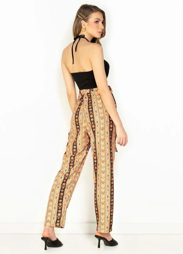 Moda Pop - Calça Étnica Cintura Alta e Amarração 5
