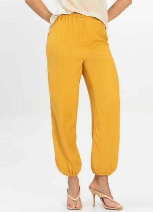 Dianna - Calça Feminina Aladim em Tecido Viscose Amarelo - DIANNA