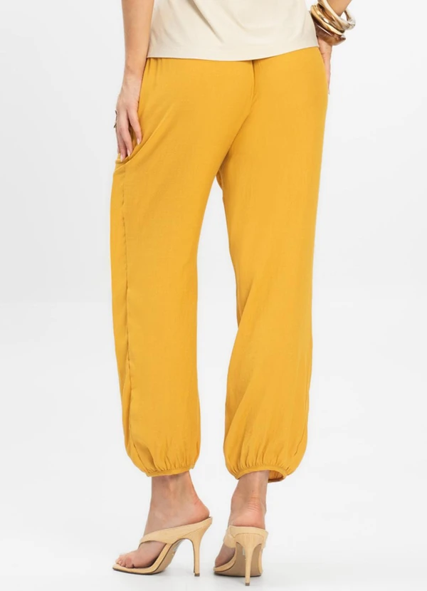 Dianna - Calça Feminina Aladim em Tecido Viscose Amarelo 2