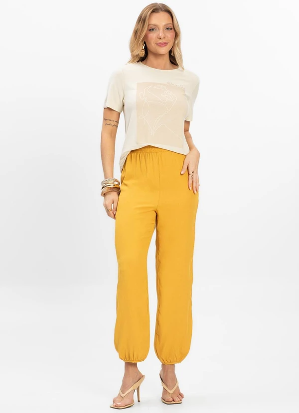 Dianna - Calça Feminina Aladim em Tecido Viscose Amarelo 3