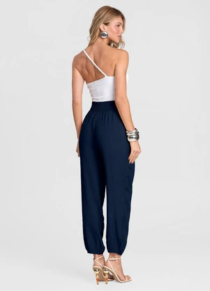 Dianna - Calça Feminina Aladim em Tecido Viscose Azul - DIANNA