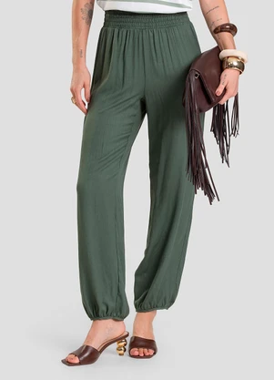 Dianna - Calça Feminina Aladim em Tecido Viscose Verde - DIANNA