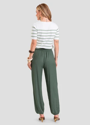 Dianna - Calça Feminina Aladim em Tecido Viscose Verde - DIANNA