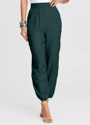 Dianna - Calça Feminina Aladim em Tecido Viscose Verde - DIANNA