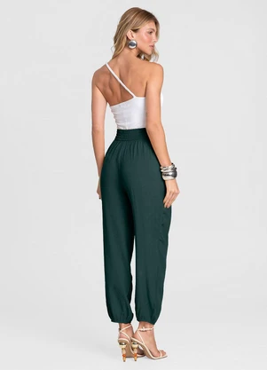 Dianna - Calça Feminina Aladim em Tecido Viscose Verde - DIANNA