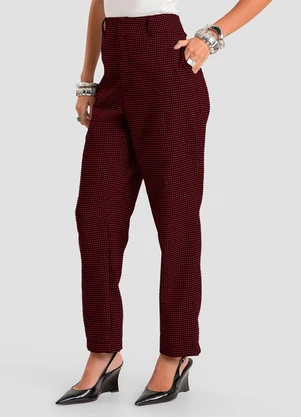 Dianna - Calça Feminina Cenoura em Xadrez Dueto Vermelho - DIANNA
