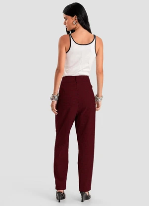 Dianna - Calça Feminina Cenoura em Xadrez Dueto Vermelho - DIANNA