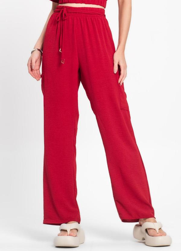 Rovitex - Calça Feminina com Bolso Cargo Vermelho