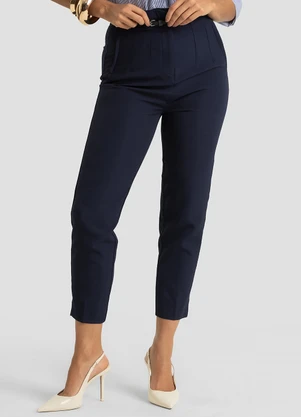 Dianna - Calça Feminina com Cinto Alfaiataria Azul - DIANNA