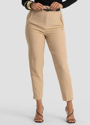 Dianna - Calça Feminina com Cinto Alfaiataria Marrom - DIANNA