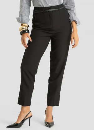 Dianna - Calça Feminina com Cinto Alfaiataria Preto - DIANNA