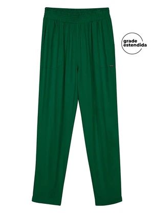 Marialícia - Calça Feminina Creponada com Bolsos Verde - MARIALÍCIA