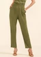 Marialícia - Calça Feminina Creponada com Bolsos Verde - variação: Verde