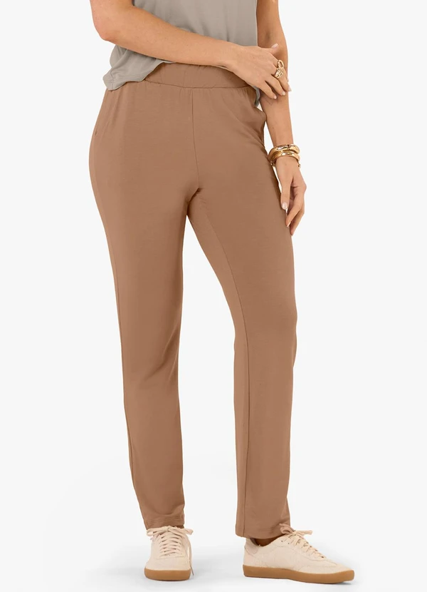 Rovitex - Calça Feminina em Molecotton de Viscose Marrom