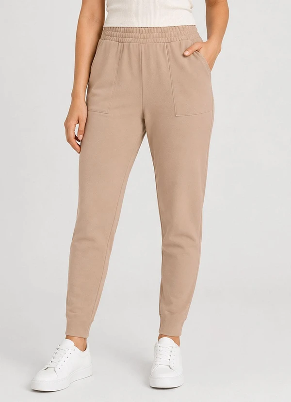 Infinita Cor - Calça Feminina em Moletom com Bolso Marrom