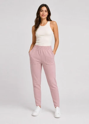 Infinita Cor - Calça Feminina em Moletom com Bolso Rosa - INFINITA COR
