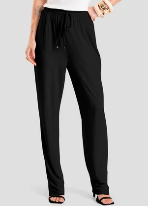 Dianna - Calça Feminina em Visco Maquinetada Preto - DIANNA