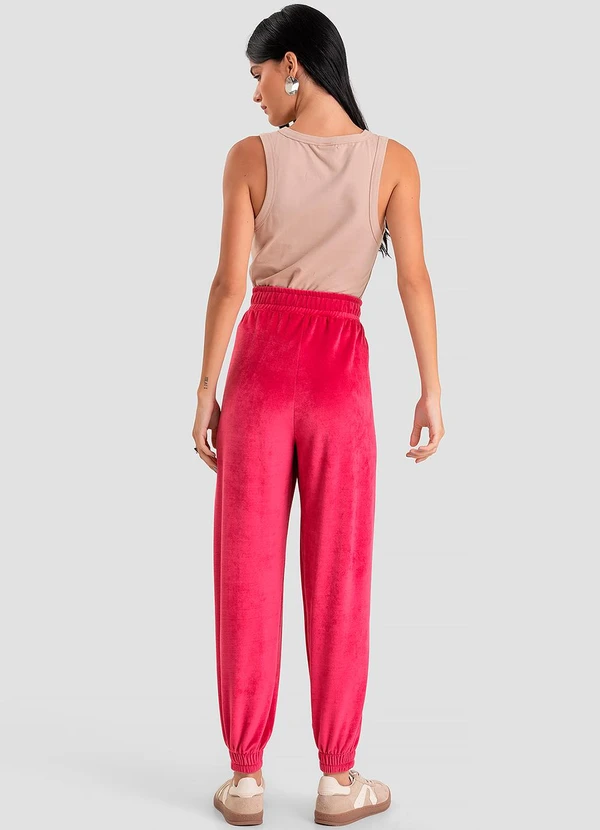 Dianna - Calça Feminina Jogger Veludo Cotelê Vermelho 4