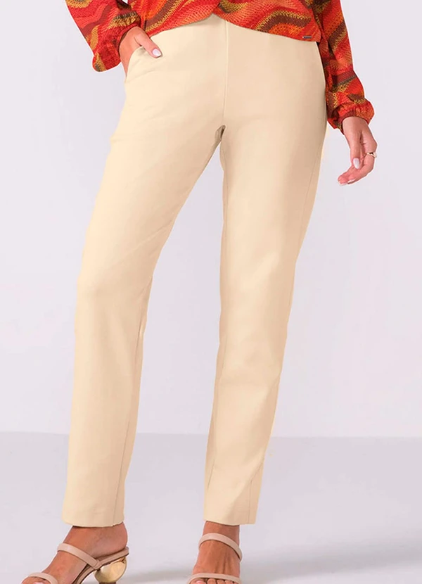Marialícia - Calça Feminina Moletom Bege