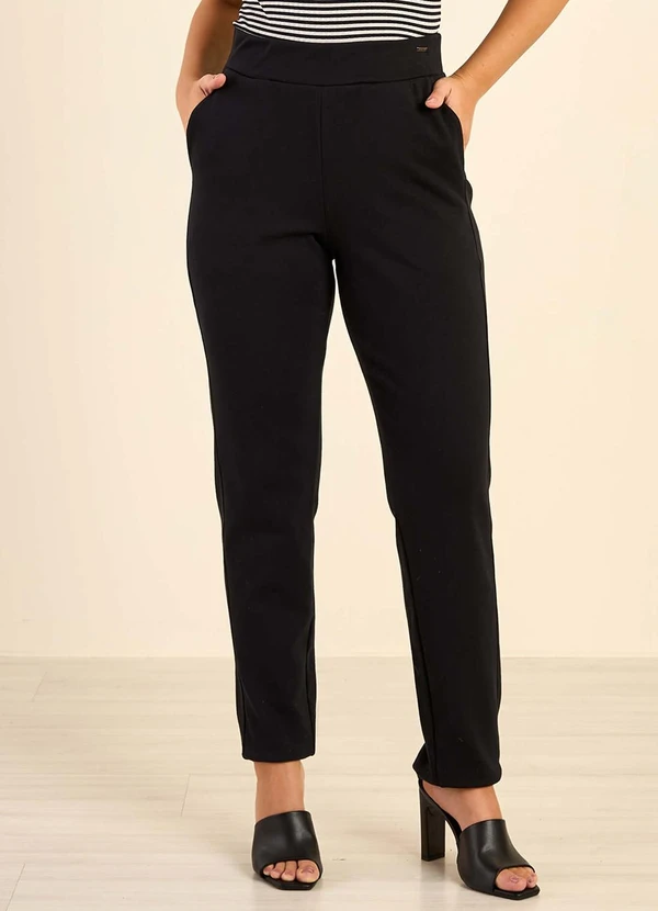 Marialícia - Calça Feminina Moletom Preto