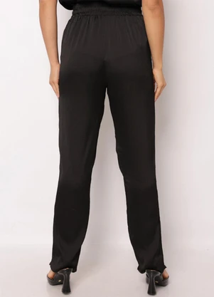 Torra - Calça Feminina Reta Acetinada Preta - TORRA