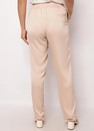 Torra - Calça Feminina Reta Acetinada Rosa Claro - TORRA