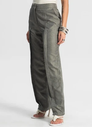 Rovitex - Calça Feminina Reta Alfaiataria Cinza - ROVITEX