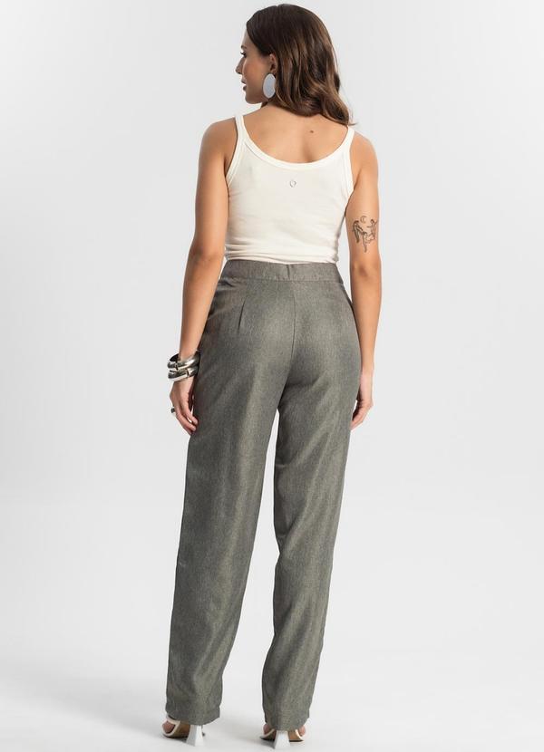 Rovitex - Calça Feminina Reta Alfaiataria Cinza 4
