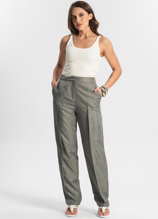 Rovitex - Calça Feminina Reta Alfaiataria Cinza 5